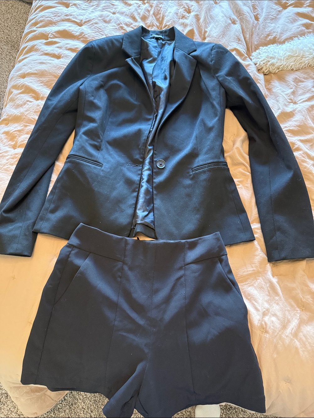 Express Black Tailored High-Waist Shorts with Matching Blazer